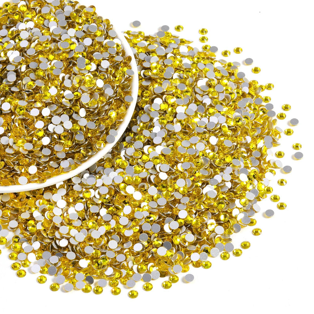 Beadsland Flatback Rhinestones Bulk – 14,400 Yellow Citrine SS6 1.9-2.1mm for Nails, Crafts & DIY