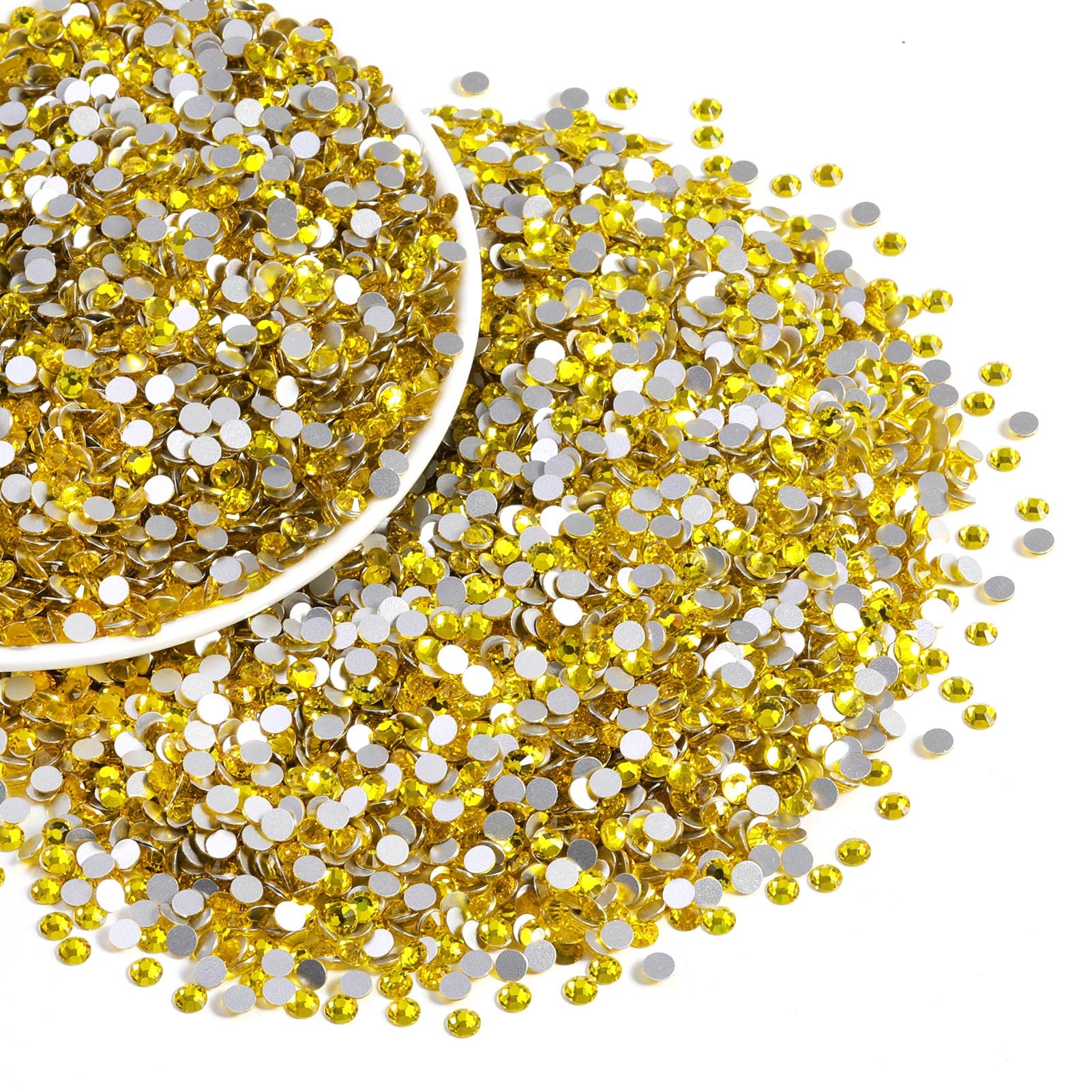 Beadsland Flatback Rhinestones Bulk – 14,400 Yellow Citrine SS6 1.9-2.1mm for Nails, Crafts & DIY