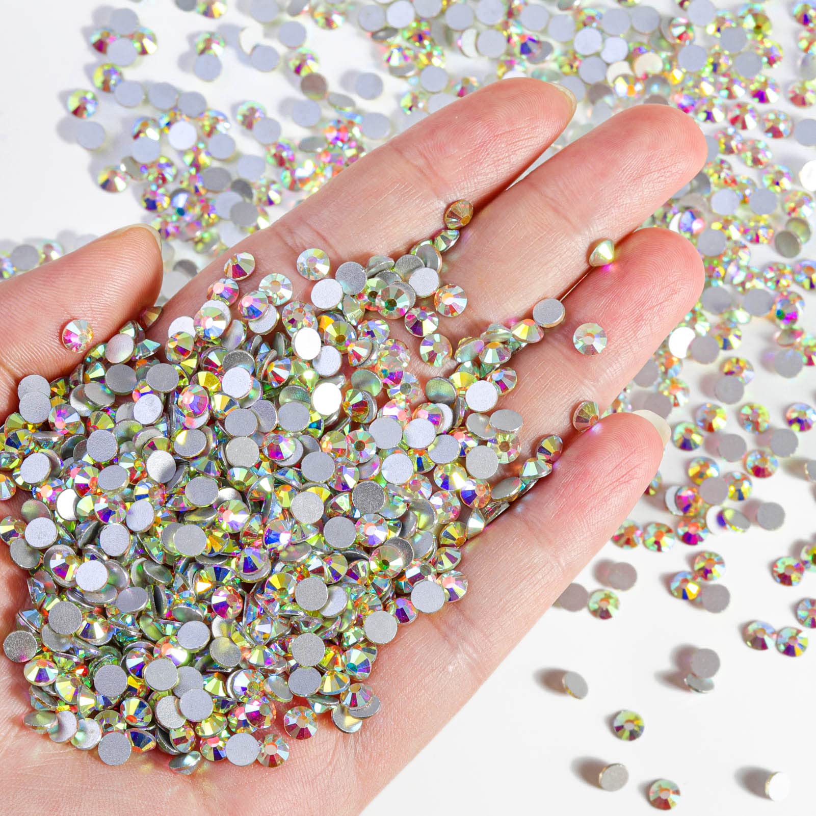 BEADSLAND Flatback Rhinestones Bulk 14,400pcs SS10 Crystal AB 2.7–2.9mm