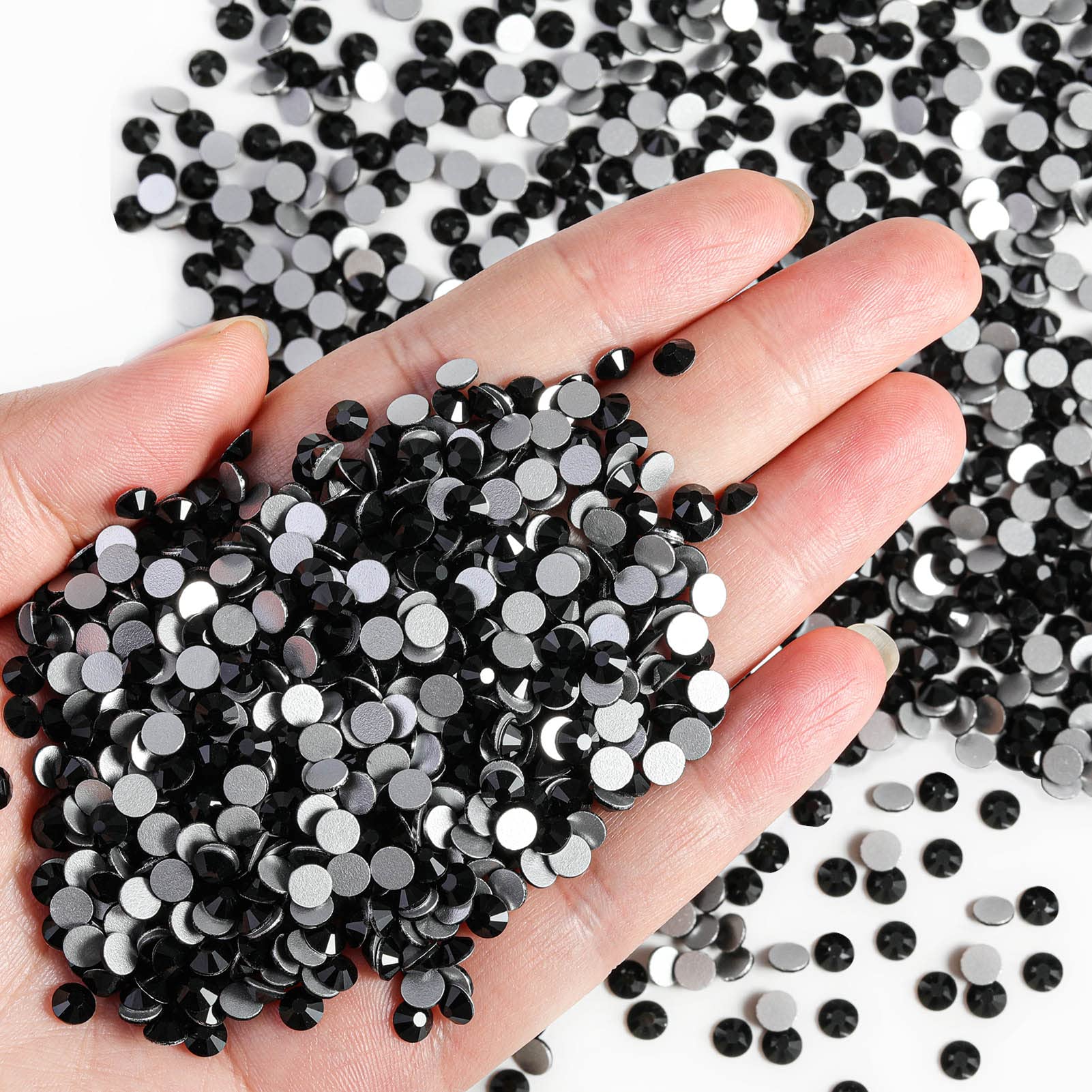 BEADSLAND Beadsland Flatback Rhinestones Bulk – 14,400 pcs Jet Black SS10 2.7-2.9mm