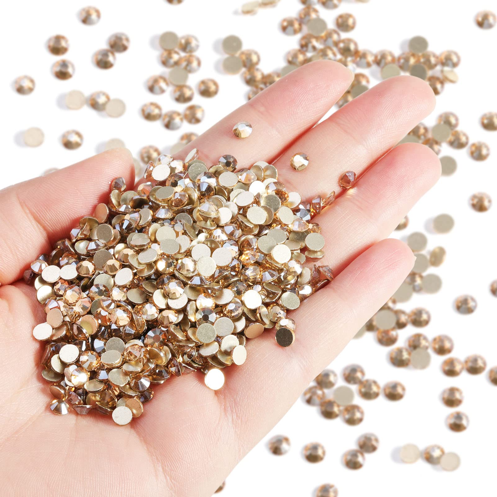 BEADSLAND Beadsland Flatback Rhinestones Bulk 14,400pcs Gold SS6 1.9-2.1mm for Nails, Crafts & DIY Decoration