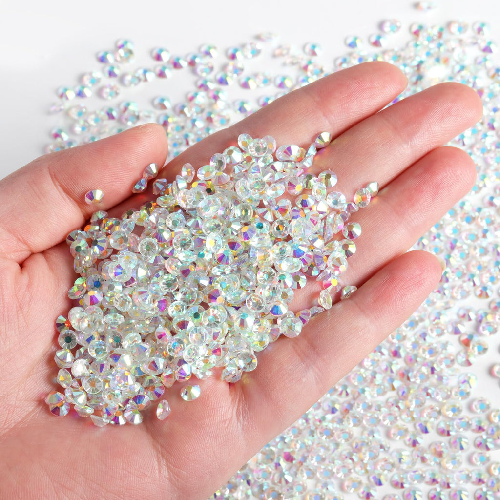 Beadsland Flatback Rhinestones Bulk – 14,400 Transparent AB SS12 3.0–3.2mm for Nails & Crafts
