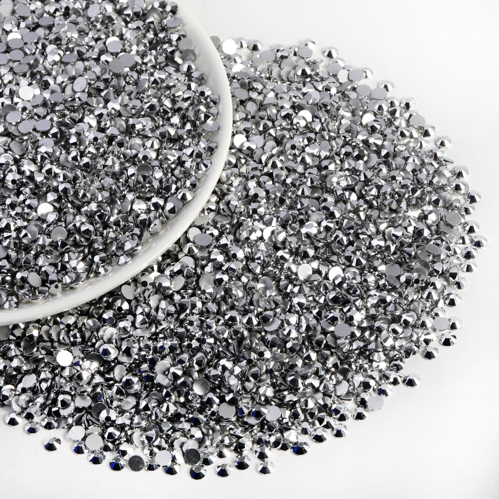 Beadsland Flatback Rhinestones Bulk SS10 2.7-2.9mm 14400pcs Silver Hematite