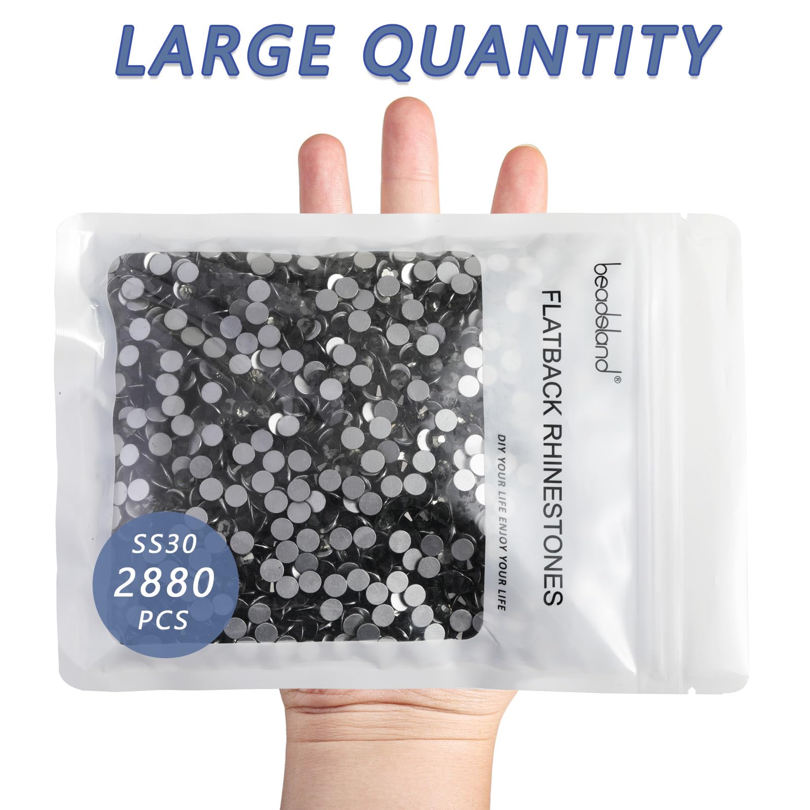 BEADSLAND Gray Flatback Rhinestones Bulk SS30 6.3-6.5mm – 2880pcs