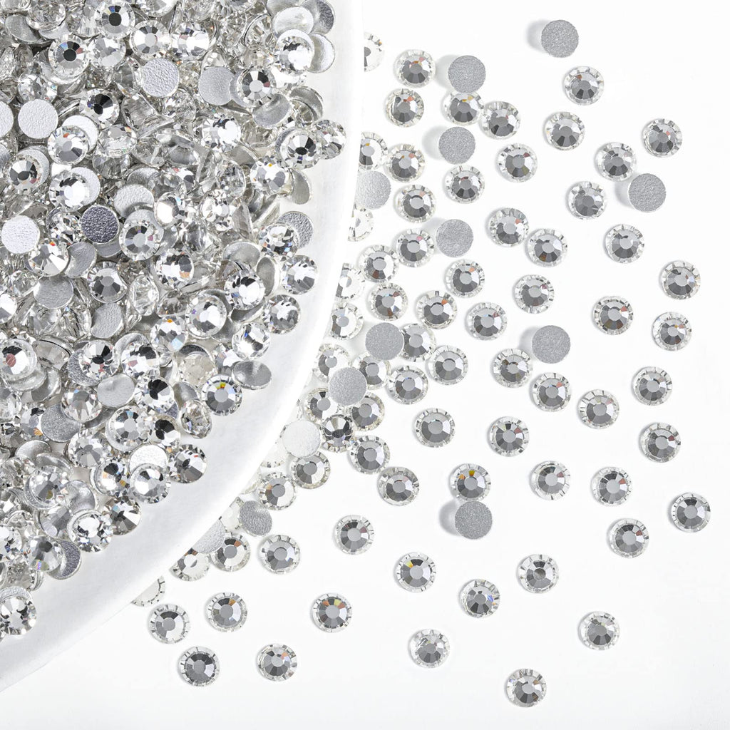 BEADSLAND Flatback Rhinestones Bulk – 14,400 White SS8 (2.3–2.5mm) for Nails, Crafts, Clothes, DIY Decoration