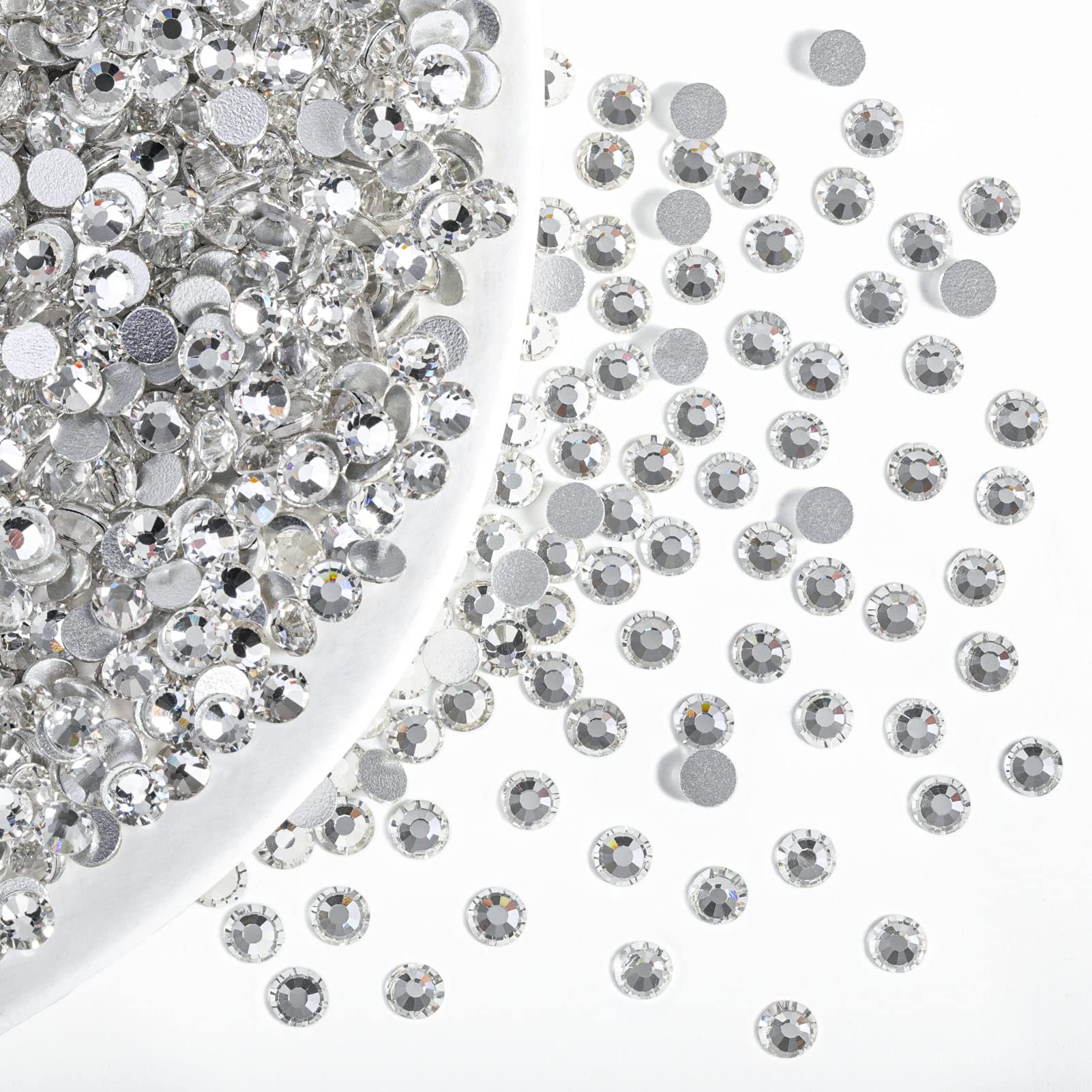 BEADSLAND Flatback Rhinestones Bulk – 14,400 White SS8 (2.3–2.5mm) for Nails, Crafts, Clothes, DIY Decoration