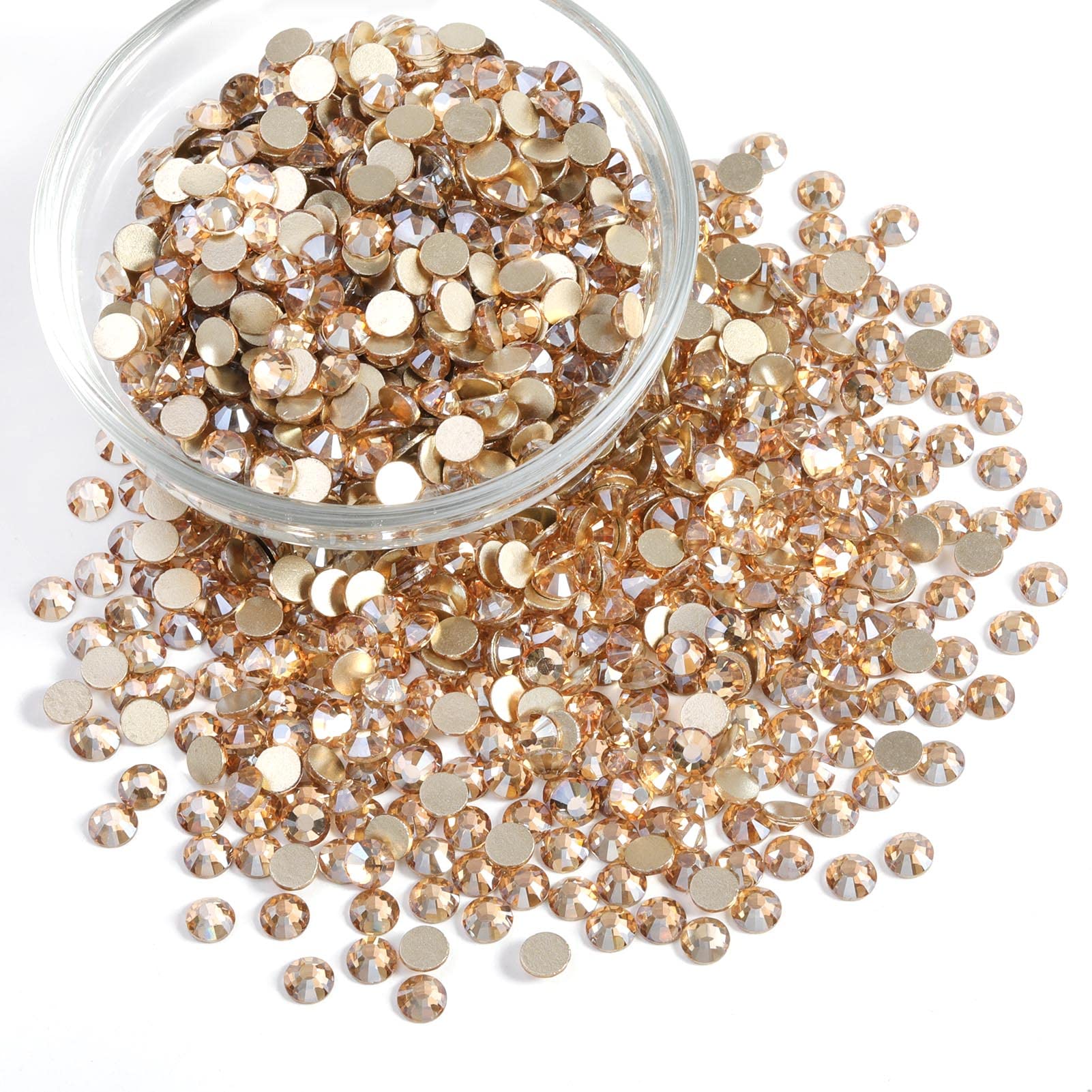 BEADSLAND Beadsland Flatback Rhinestones Bulk 14,400pcs Gold SS6 1.9-2.1mm for Nails, Crafts & DIY Decoration