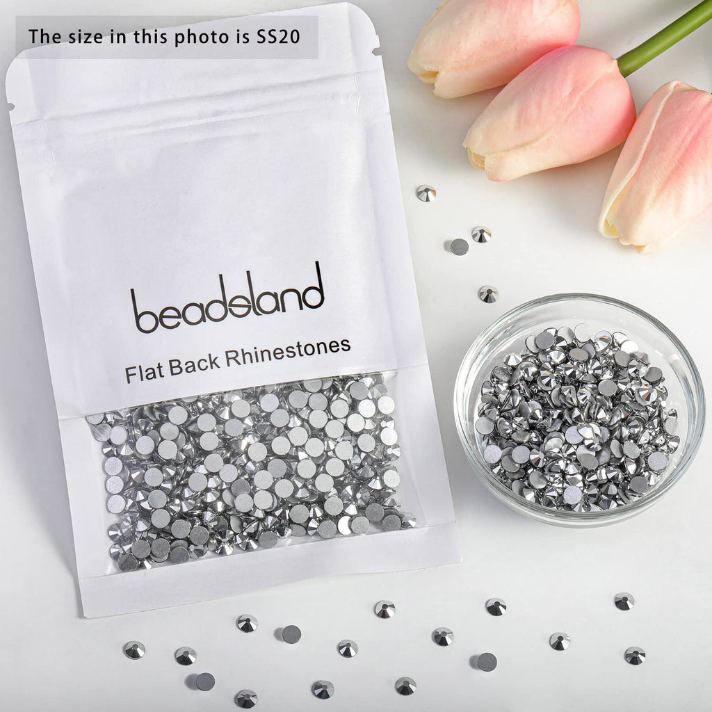 Beadsland 2880pcs Flat Back Rhinestones SS20 4.6-4.8mm – Silver Hematite for Nails & Crafts
