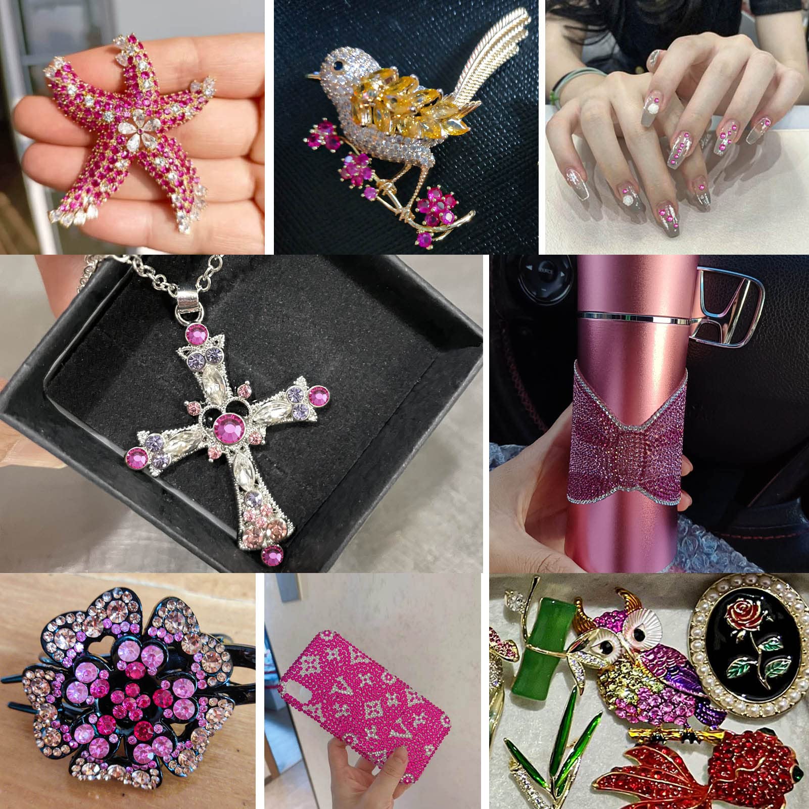 Beadsland 2880pcs Flat Back Crystal Rhinestones – Fuchsia SS20 4.6–4.8mm for Nail Art & Crafts