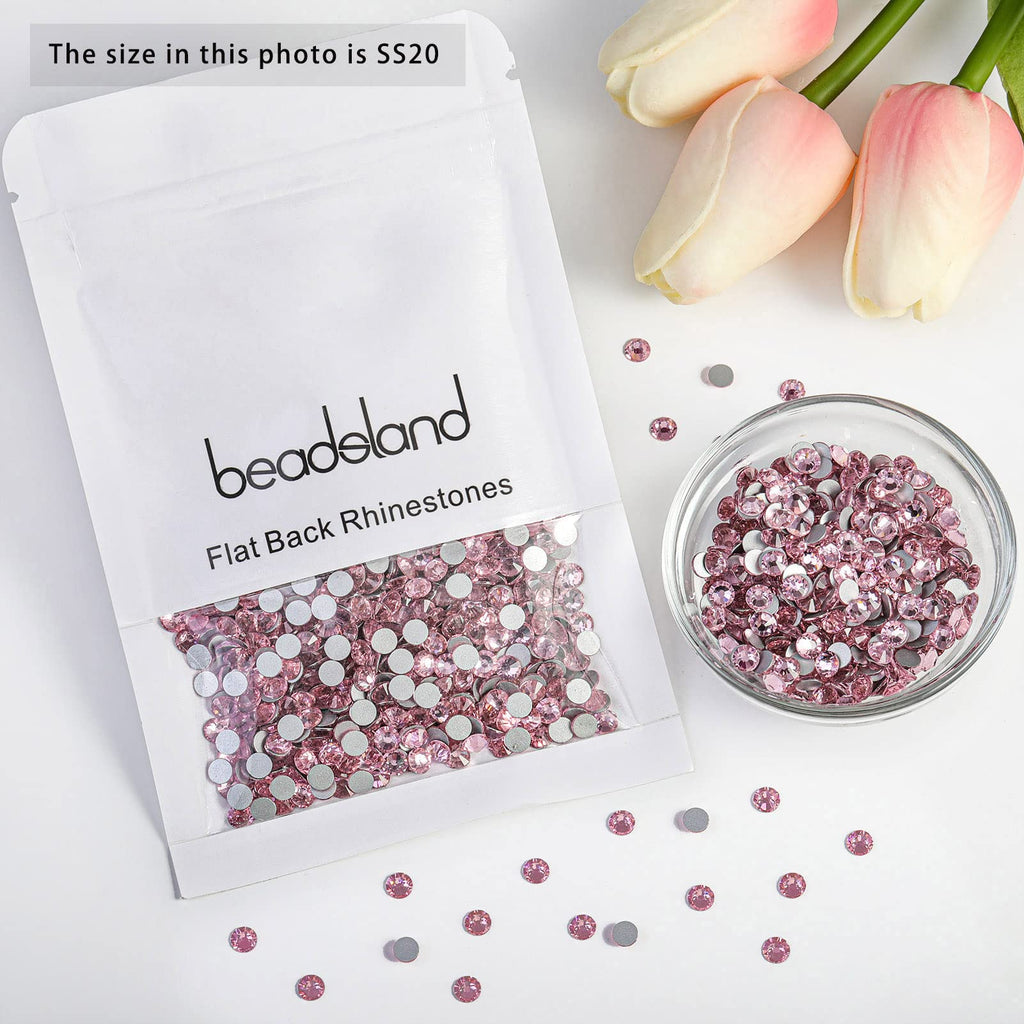 Beadsland Light Pink 10mm SS50 Flat Back Crystal Rhinestones – 144pcs for Nail Art & Craft