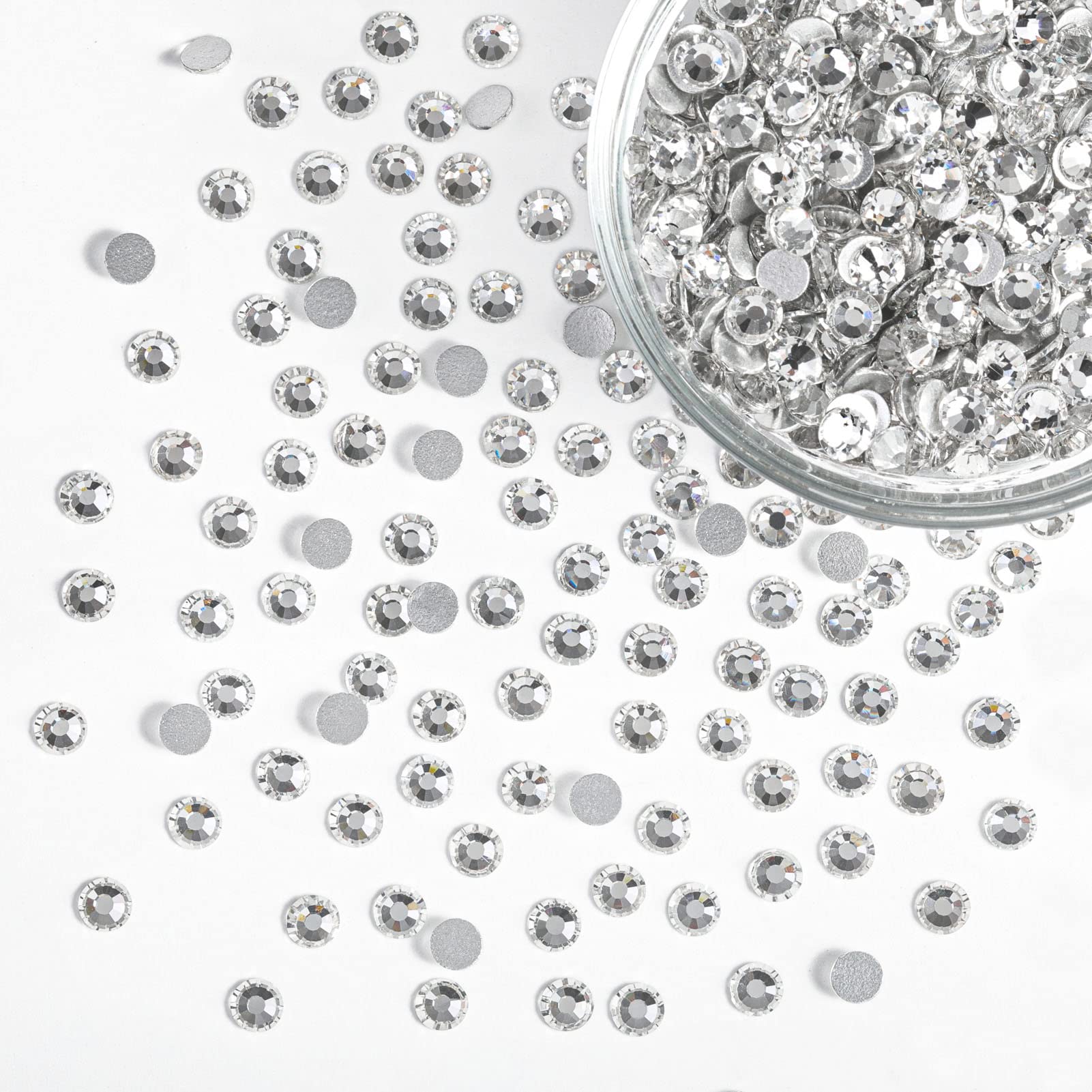 BEADSLAND Flatback Rhinestones Bulk – 14,400 White SS8 (2.3–2.5mm) for Nails, Crafts, Clothes, DIY Decoration
