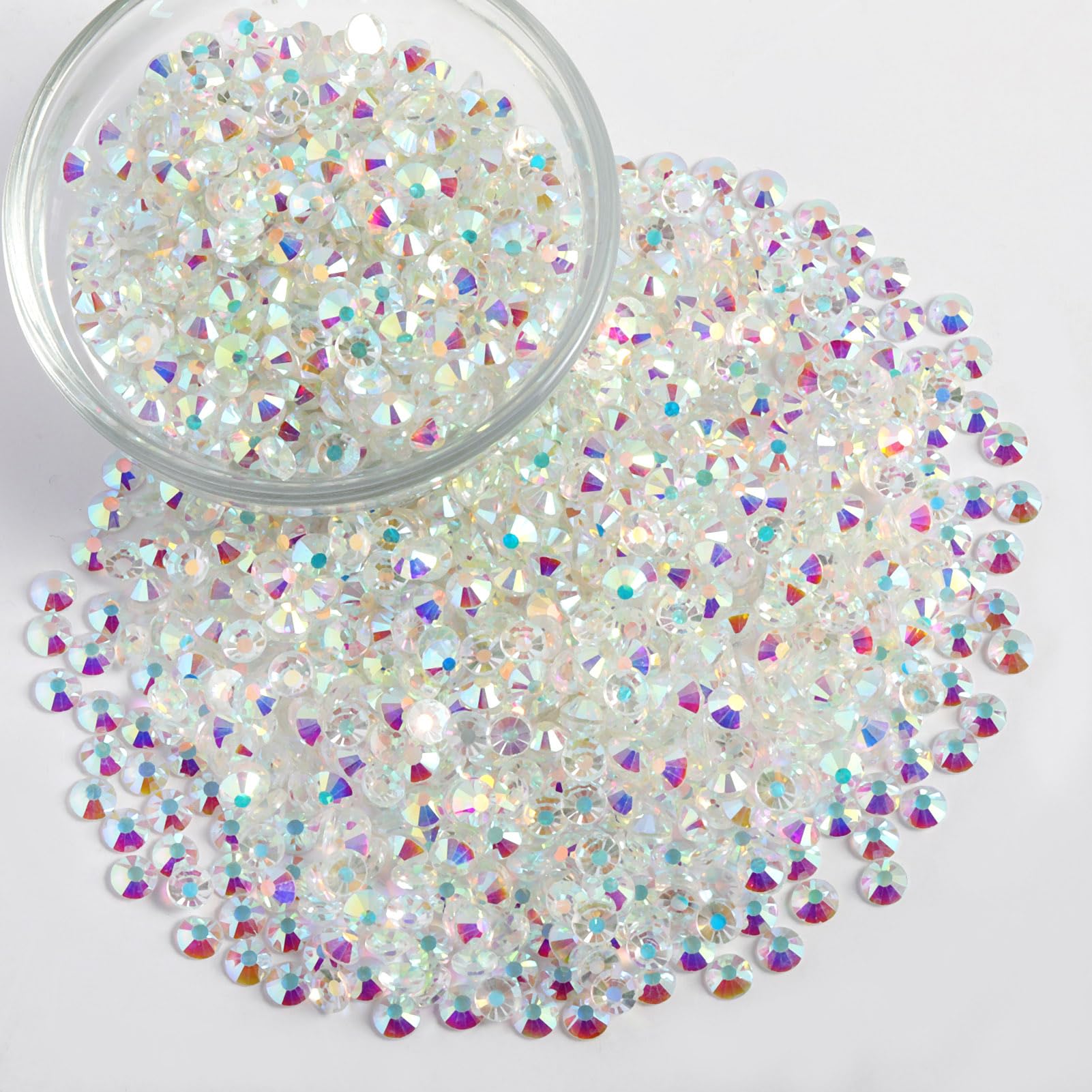 Beadsland Flatback Rhinestones Bulk – 14,400 Transparent AB SS12 3.0–3.2mm for Nails & Crafts