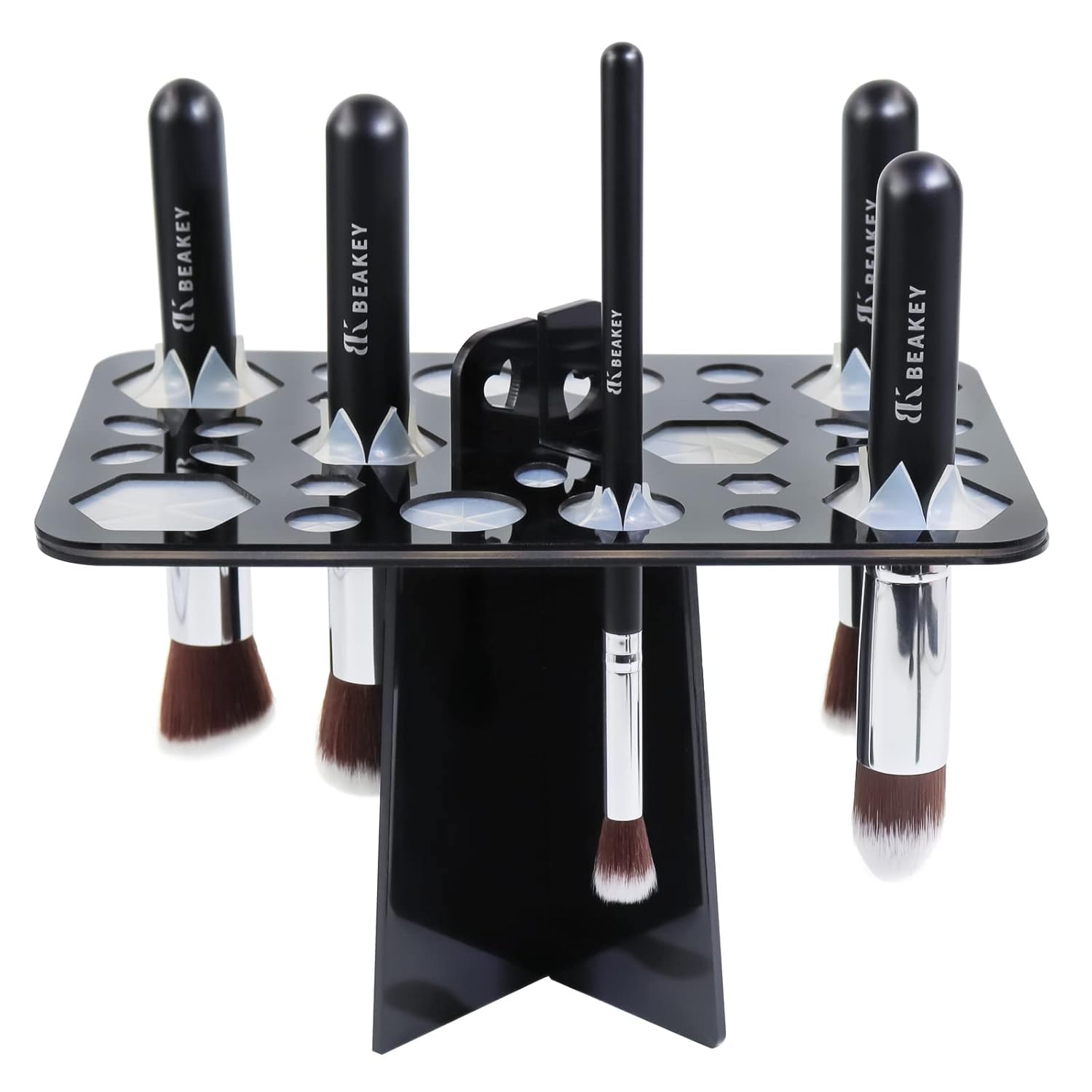 BEAKEY 28-Hole Collapsible Makeup Brush Drying Rack – Black