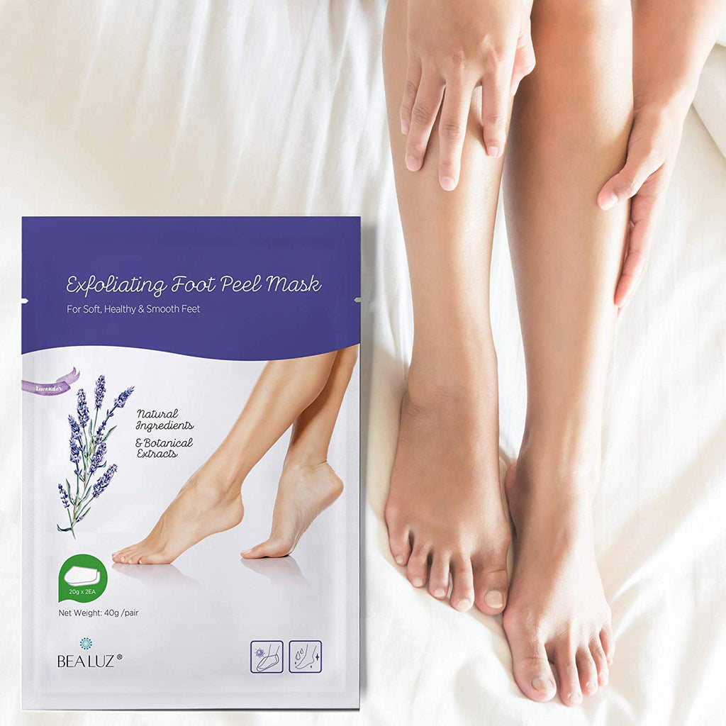 Bealuz Foot Peel Mask – 2 Pairs Exfoliating Booties for Softer Feet in 1-2 Weeks (Lavender)