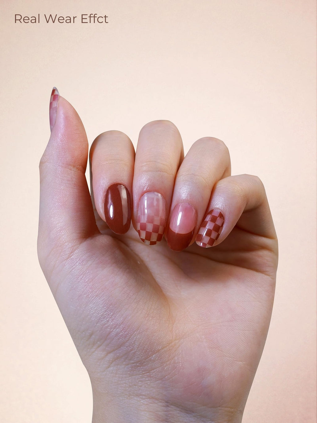 Beaolata Chestnut Brown Pre-Cured Gel Nail Strips – 44PCS, No UV Light Needed