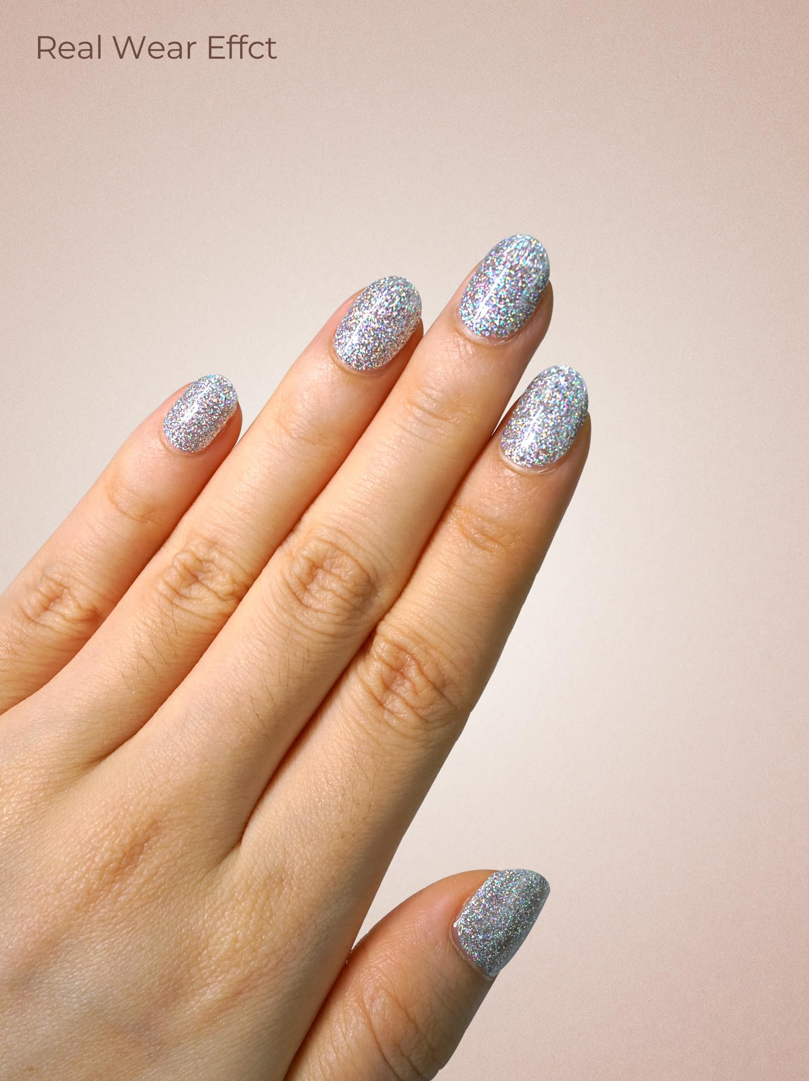 Beaolata Pre-Cured Gel Nail Strips – 44PCS Salon Quality, No UV Needed, Ethereal Silver