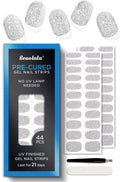 Beaolata Pre-Cured Gel Nail Strips – 44PCS Salon Quality, No UV Needed, Ethereal Silver
