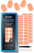 Beaolata Pre-Cured Gel Nail Strips – 44PCS, Salon Quality, No UV Light, Marigold Orange