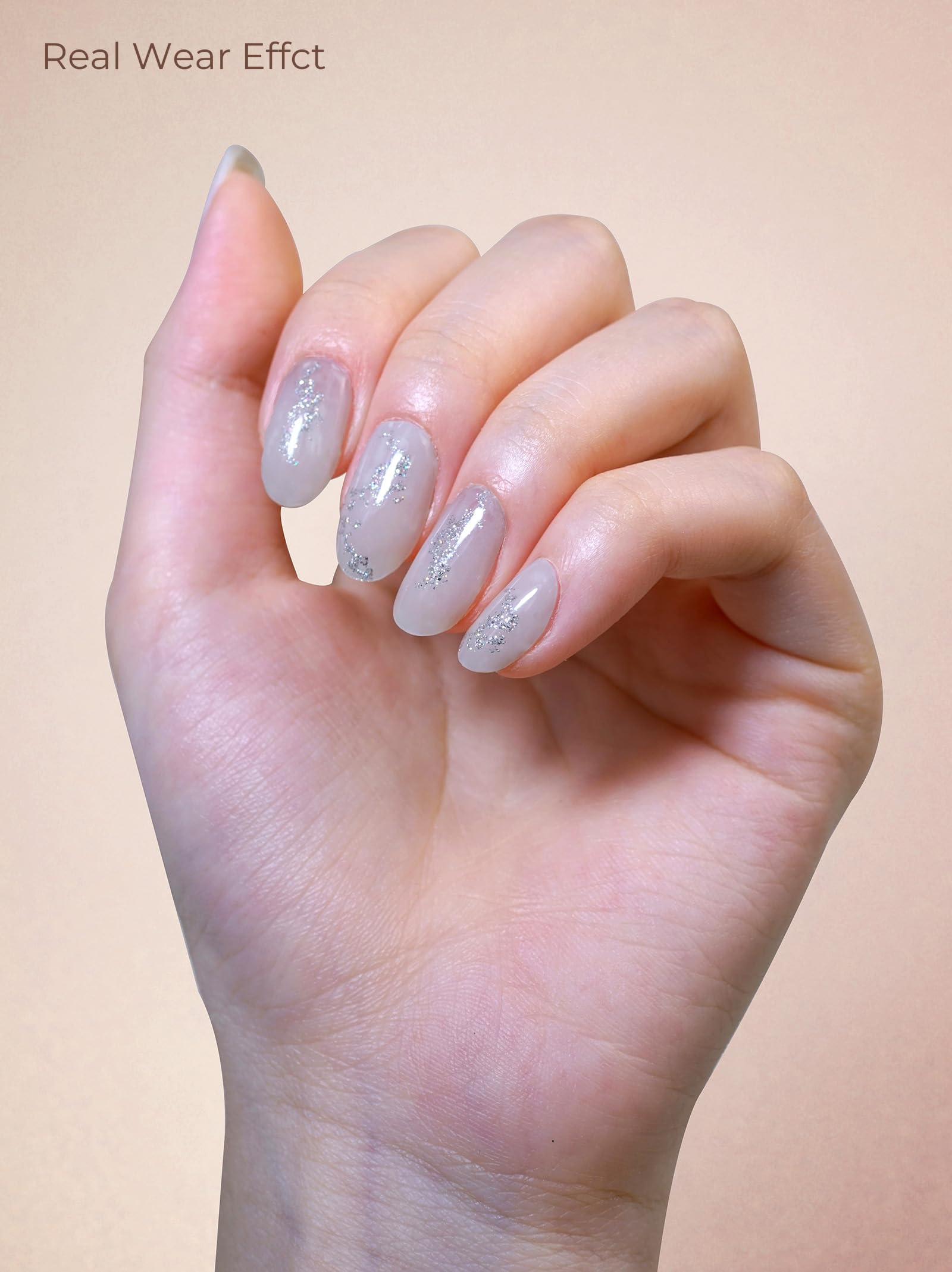 Beaolata Pre-Cured Gel Nail Strips – 44 PCS Salon-Quality, No UV Needed, Easy Apply & Remove (Midnight White)
