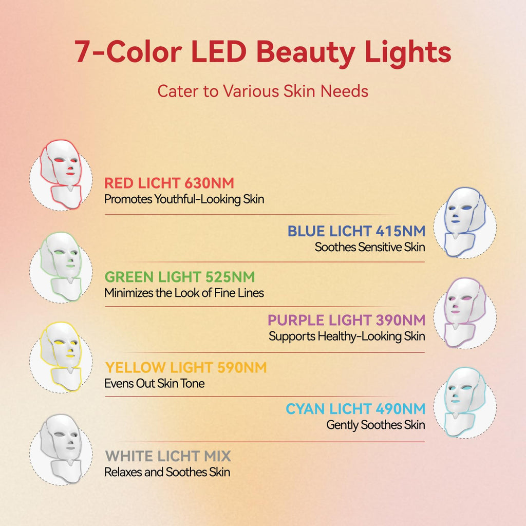 BeaRay LED Face Mask: 7-Color Light Therapy for Skin Vitality at Home