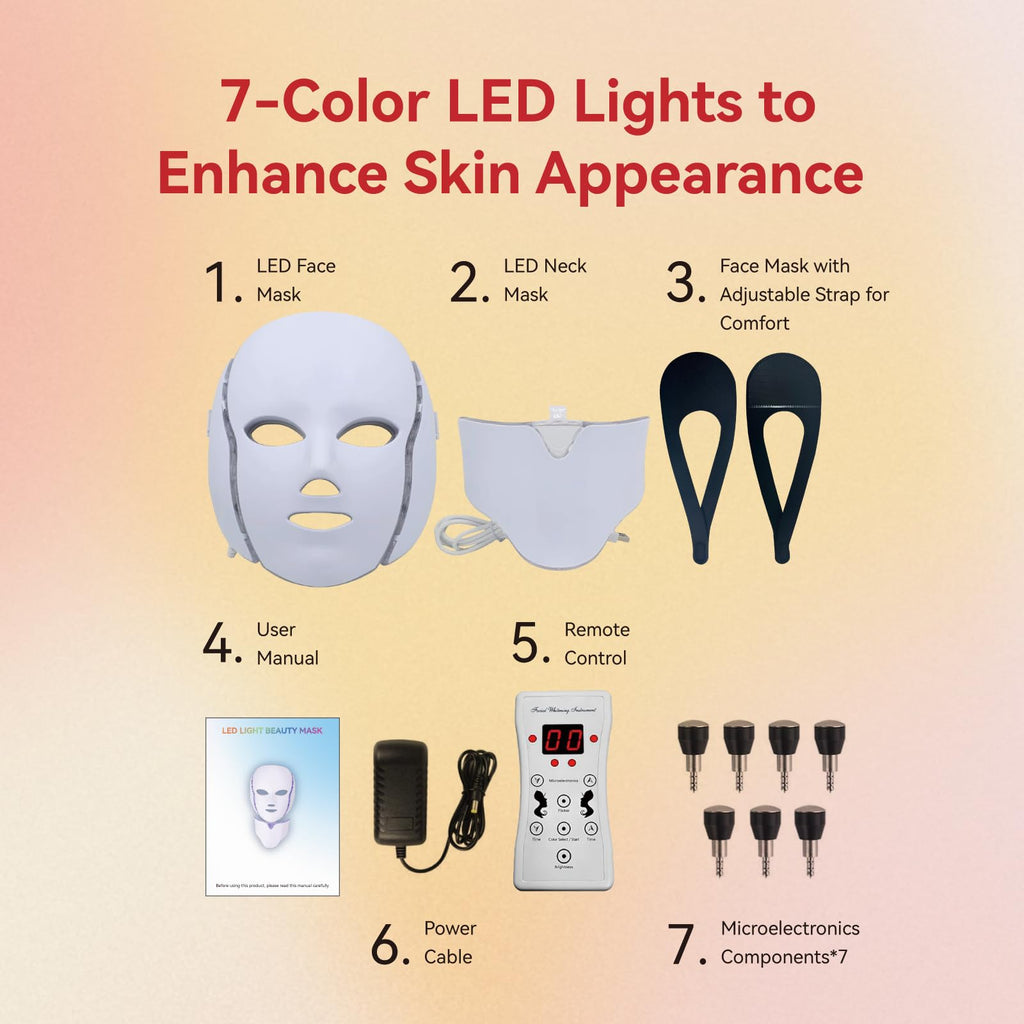 BeaRay LED Face Mask: 7-Color Light Therapy for Skin Vitality at Home