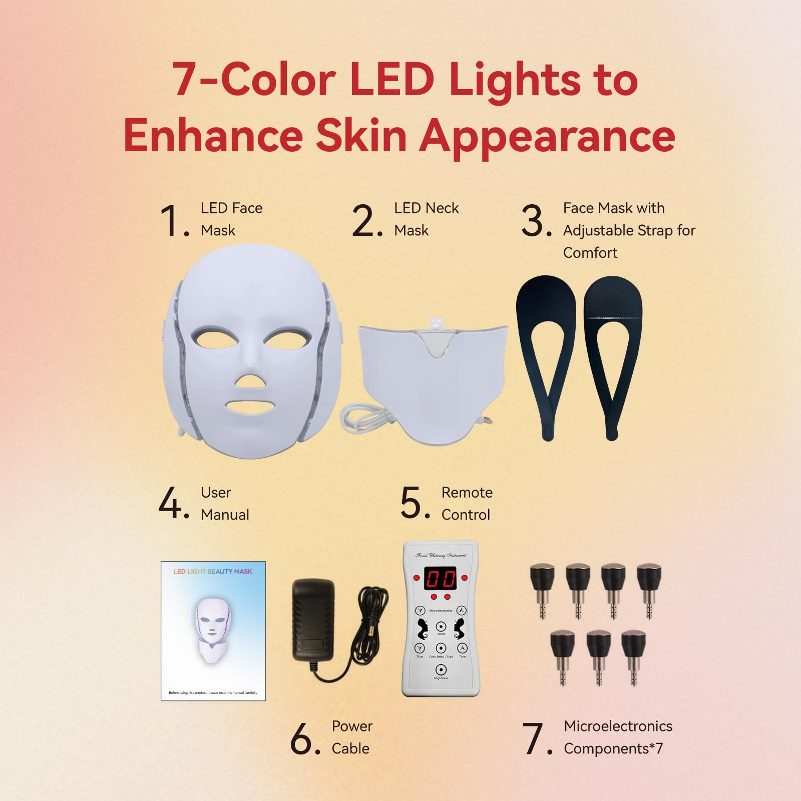 BeaRay LED Face Mask: 7-Color Light Therapy for Skin Vitality at Home