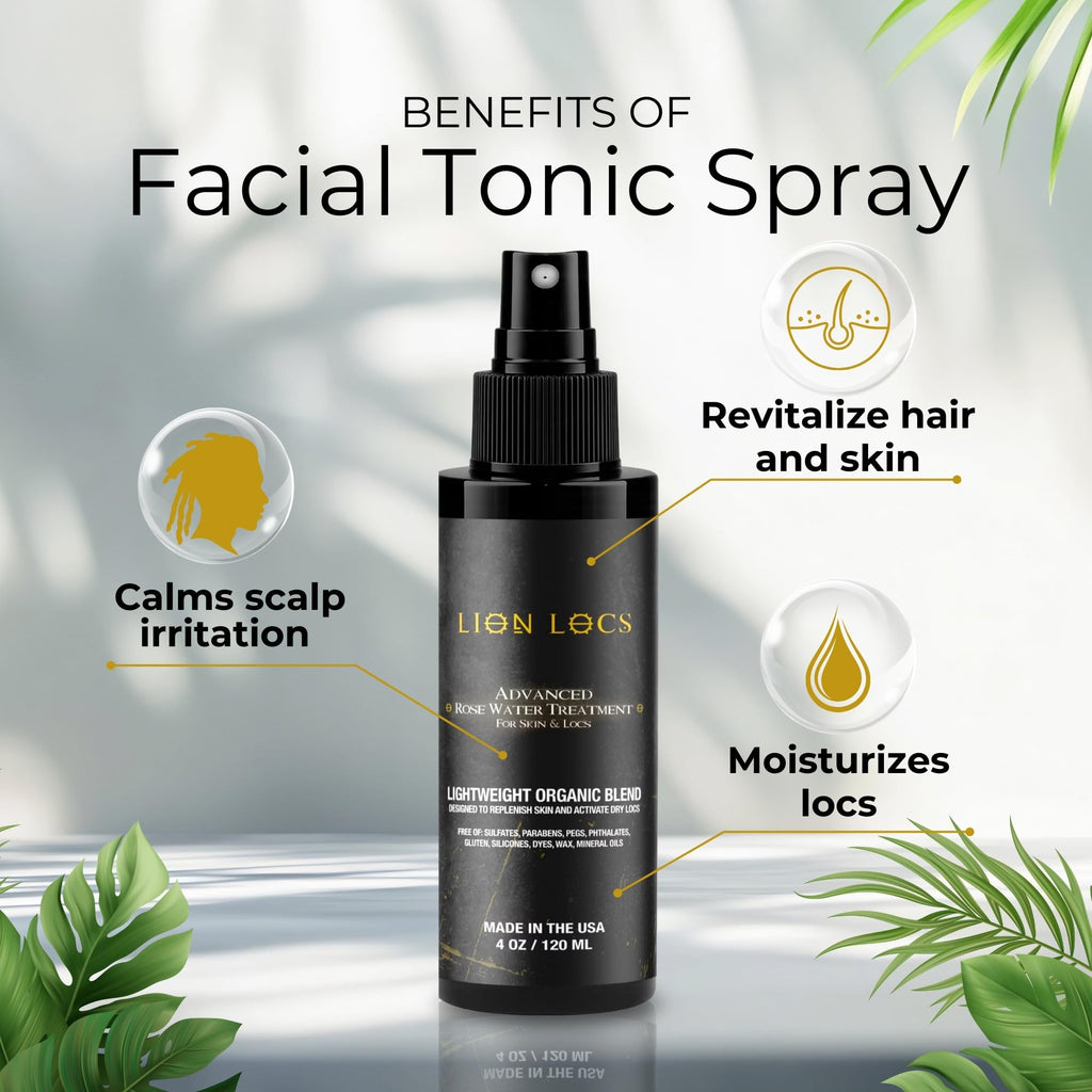 Beard Gains Lion Locs Rosewater Moisturizing Spray | Rose Water for All Hair Types (4oz, Blush)