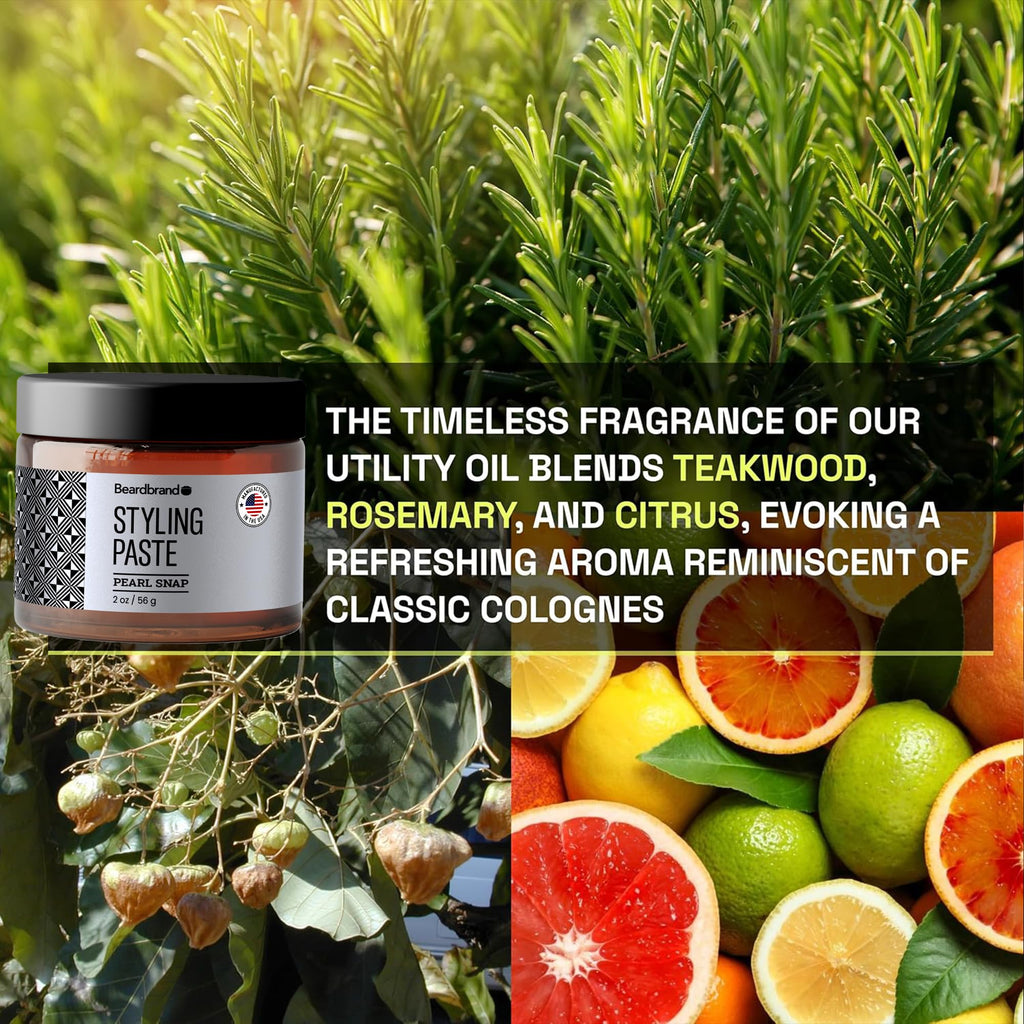 Beardbrand Beard Styling Paste – Medium Hold & Satin Finish for Beard & Hair | Teakwood, Rosemary & Citrus