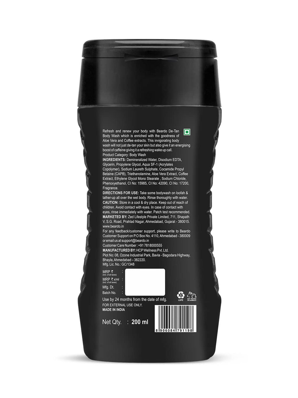 BEARDO LiveMoor De-Tan Body Wash for Men – 200ml | Coffee & Aloe, Deep Cleanse & Tan Removal