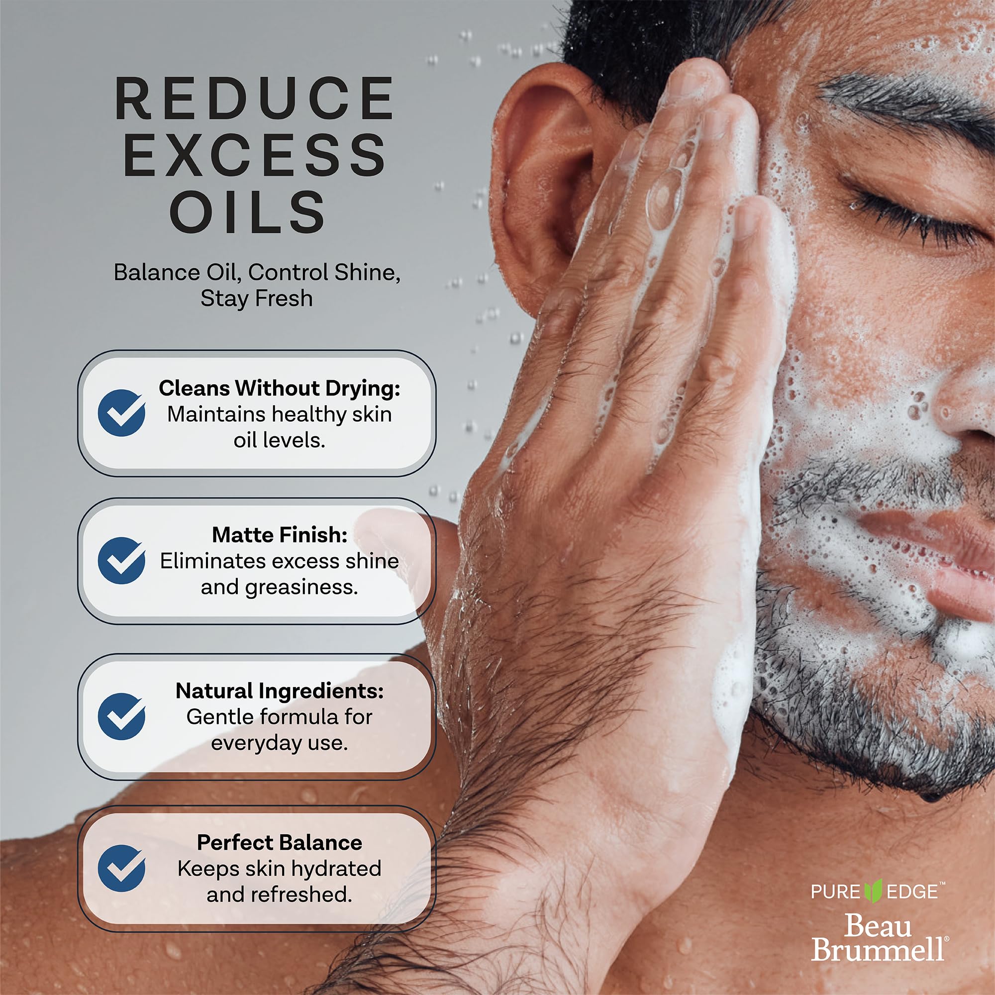Beau Brummell Activated Charcoal Face Wash for Men | Hyaluronic Acid & Bamboo Powder