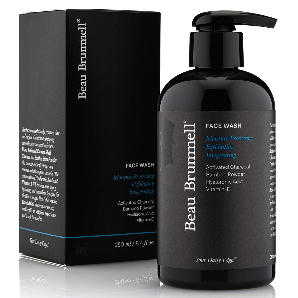 Beau Brummell Activated Charcoal Face Wash for Men | Hyaluronic Acid & Bamboo Powder