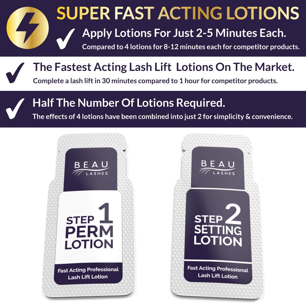 Beau Lashes – 10 Lash Lift Lotions for Professionals | Fast, Long-Lasting Lifts (10 Treatments)