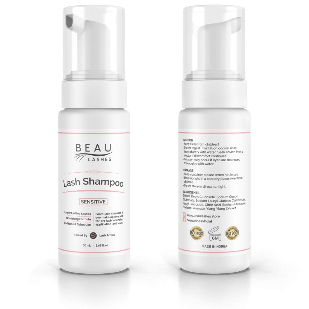 Beau Lashes Eyelash Extension Foaming Cleanser — Oil-Free, Sensitive, Paraben & Sulfate Free (50ml)