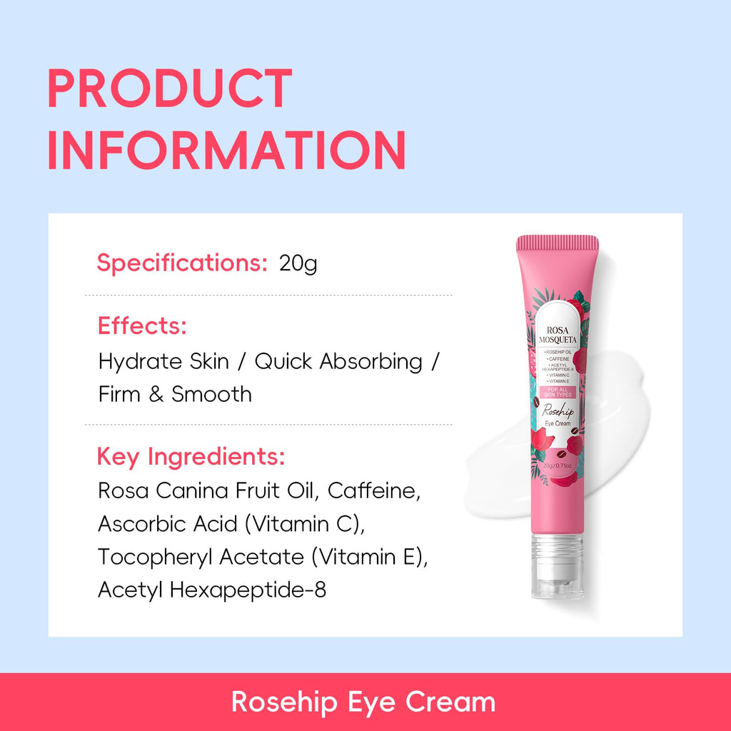 BeauBase Rosehips Korean Style 5-Step Skin Care Set | Cleanser, Toner, Serum, Eye Cream, Moisturizer