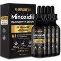 Beaueli 5% Minoxidil Hair Growth Serum for Men & Women — Extra Strength Beard & Hair Regrowth with Biotin, 8 FL OZ (4 bottles)