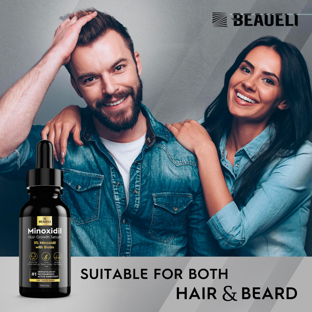 Beaueli 5% Minoxidil Hair Growth Serum for Men & Women – 3x30ml Pack