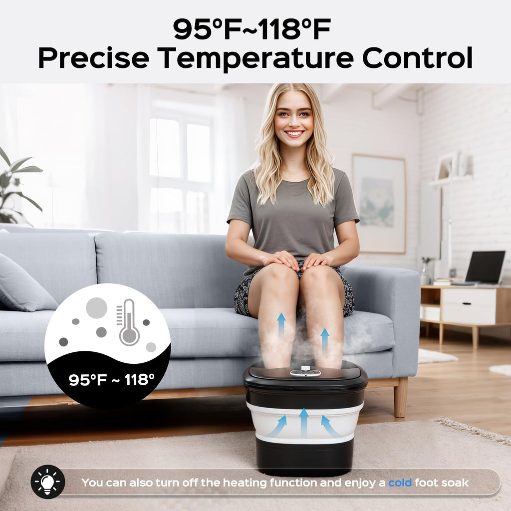 BEAUMOI Collapsible Foot Spa — Surf Wave Massage, Heat, Bubble, Remote