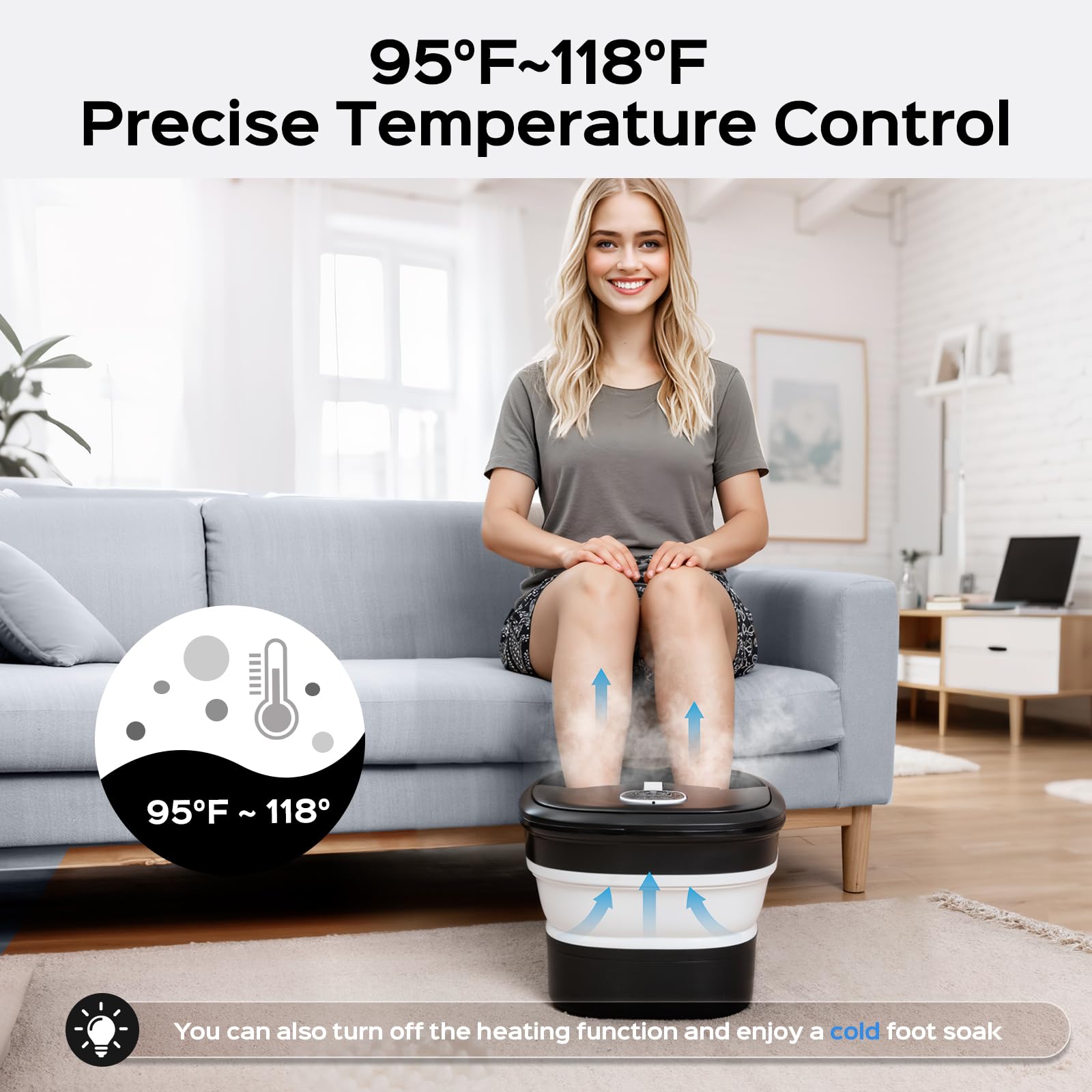 BEAUMOI Collapsible Foot Spa — Surf Wave Massage, Heat, Bubble, Remote