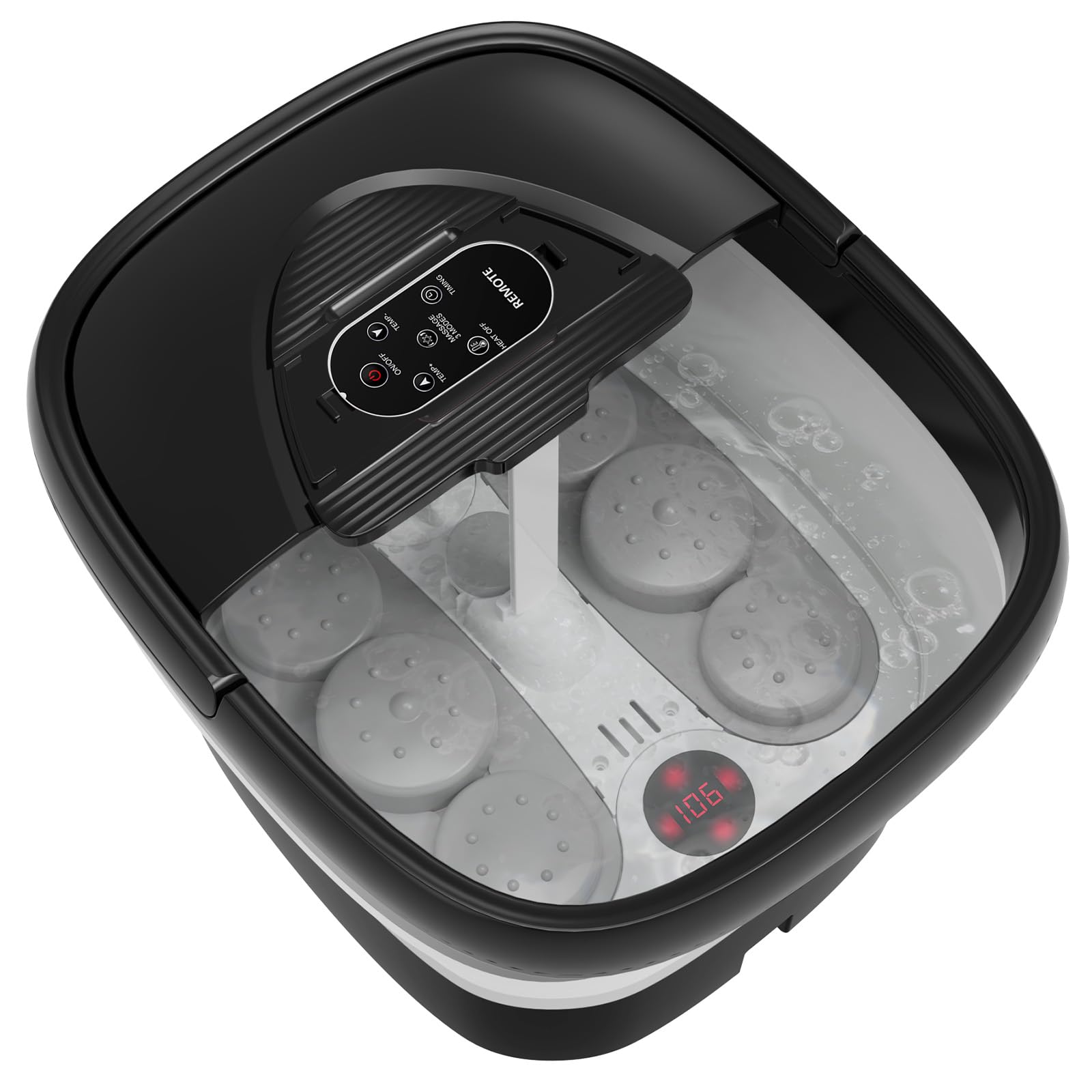 Beaumoi Collapsible Foot Spa with Heat and Remote – Heated Foot Bath Massager with 24 Massage Balls