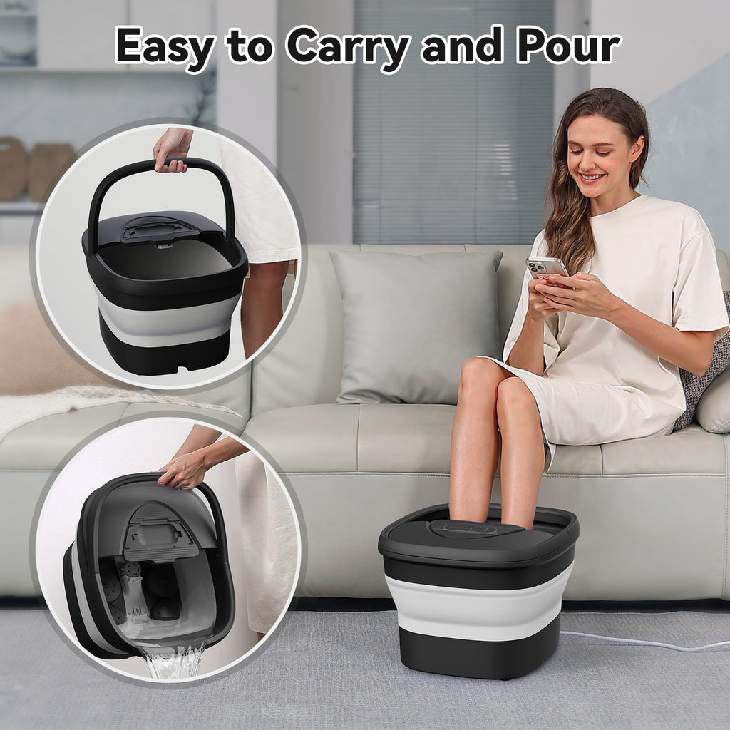 Beaumoi Collapsible Foot Spa with Heat and Remote – Heated Foot Bath Massager with 24 Massage Balls