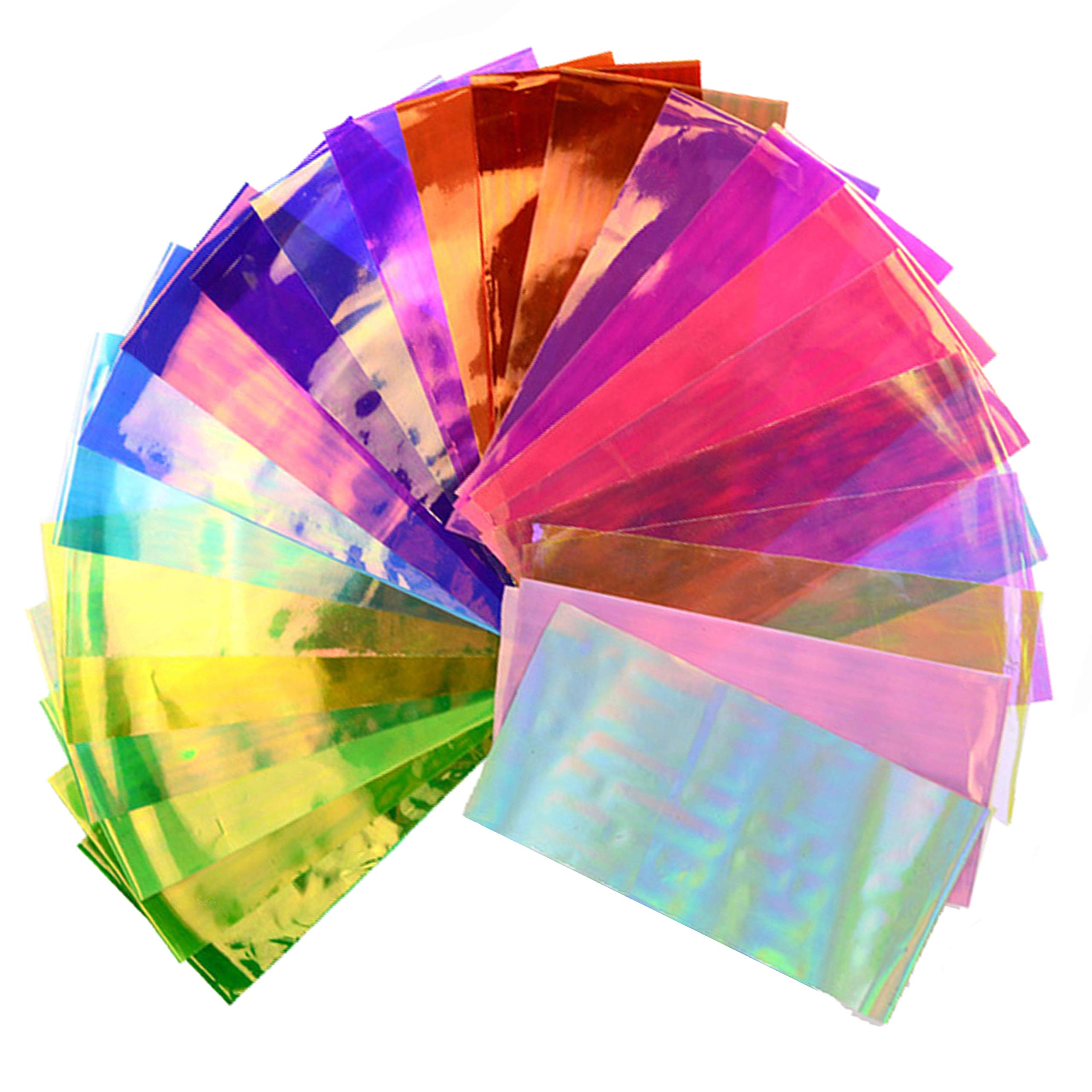 BEAUTÉ GALLERIA 24-Piece Mixed Colors Nail Art Foil Set | Holographic Shattered Glass Shard Effect