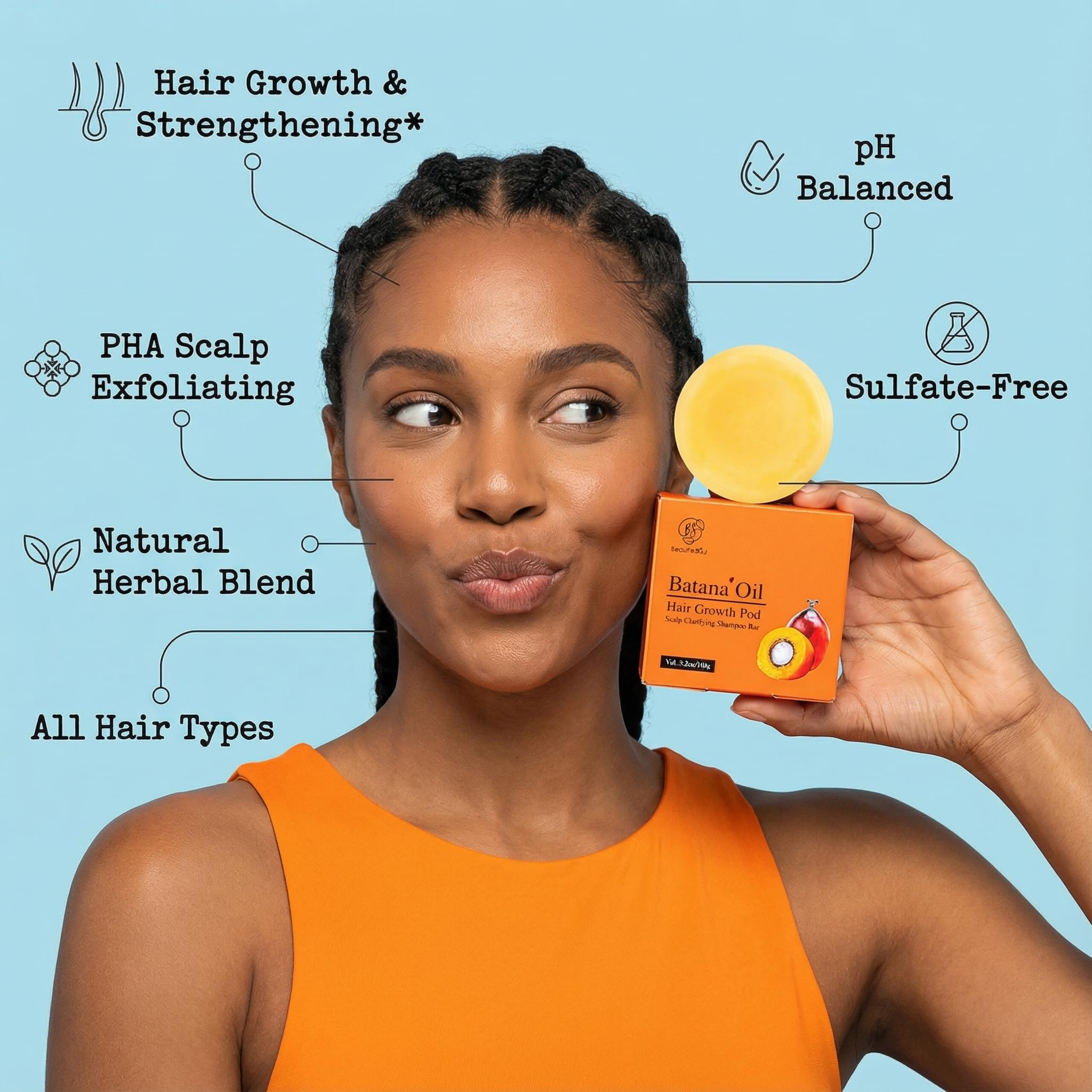 Beauté Seoul Batana Oil Shampoo Bar – Cold-Pressed Batana Oil, PHA Exfoliation, Sulfate-Free, pH-Balanced