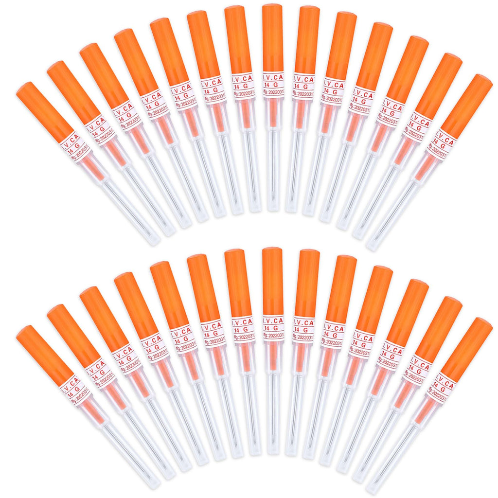 Beautidots 50Pcs Piercing Needles 14G-22G | Disposable Stainless Steel Catheter Needles for Ear, Nose & More