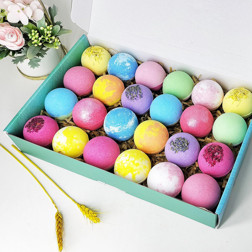Beautifier Life 24-Piece Bath Bomb Gift Set – Essential Oil Spa Bubbles, Handmade Christmas Gifts