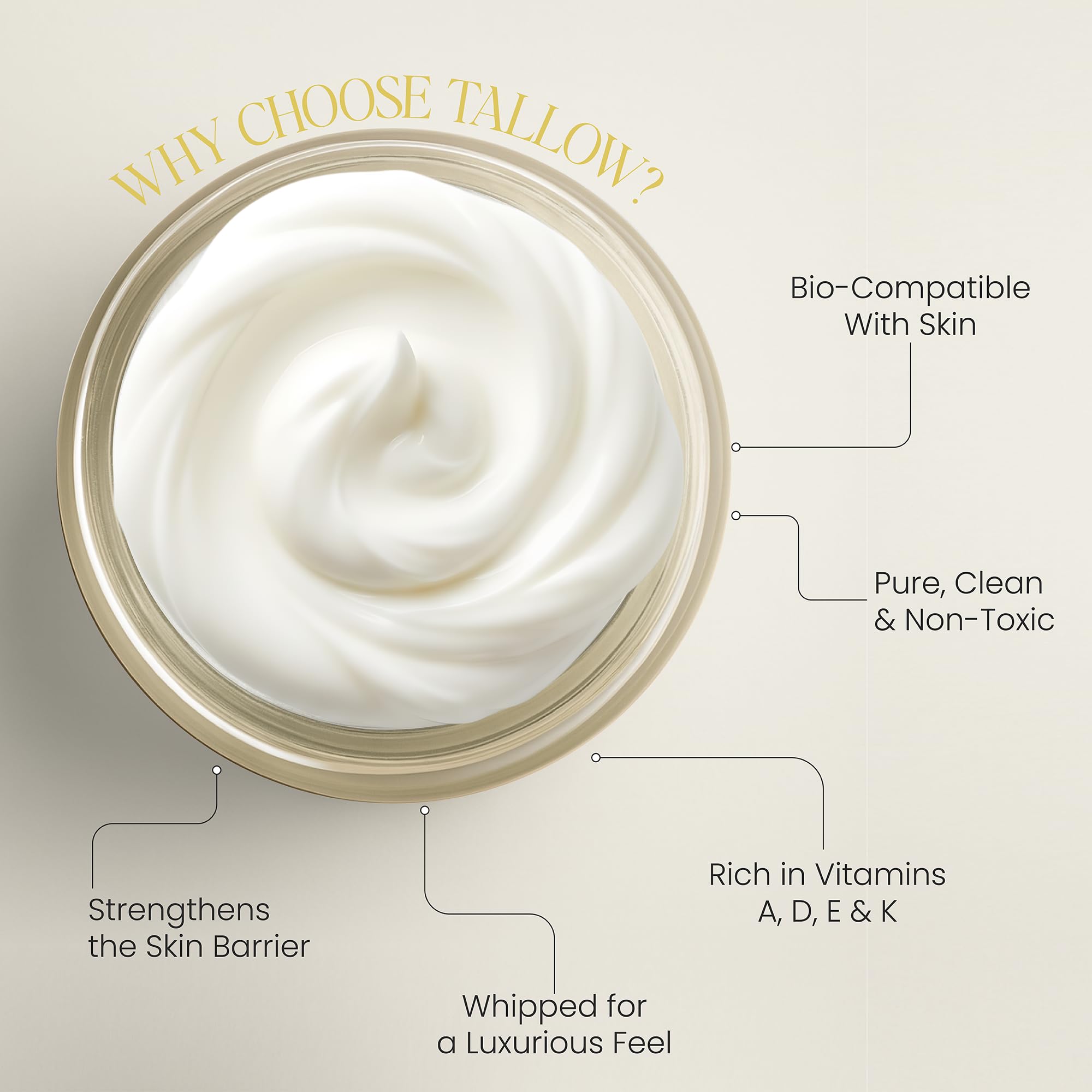 Beautiful Being Skin Glow – Grass-Fed Whipped Beef Tallow for Mature Skin | Gentle, Non-Toxic Face & Body Cream with Vanilla (4oz)