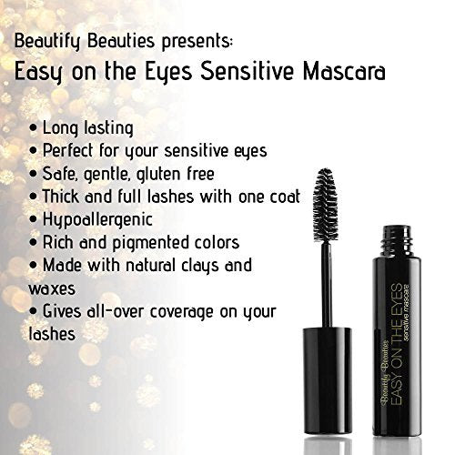 BeautifyBeauties EASY ON THE EYES Hypoallergenic Mascara – Navy, Fragrance-Free, 0.35 oz