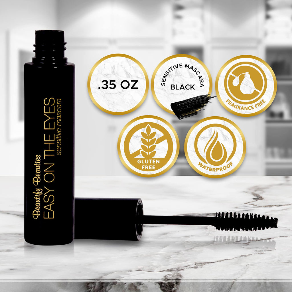 BeautifyBeauties Easy On The Eyes Hypoallergenic Mascara for Sensitive Eyes – Fragrance-Free, Contact Lens Safe, 0.35 oz