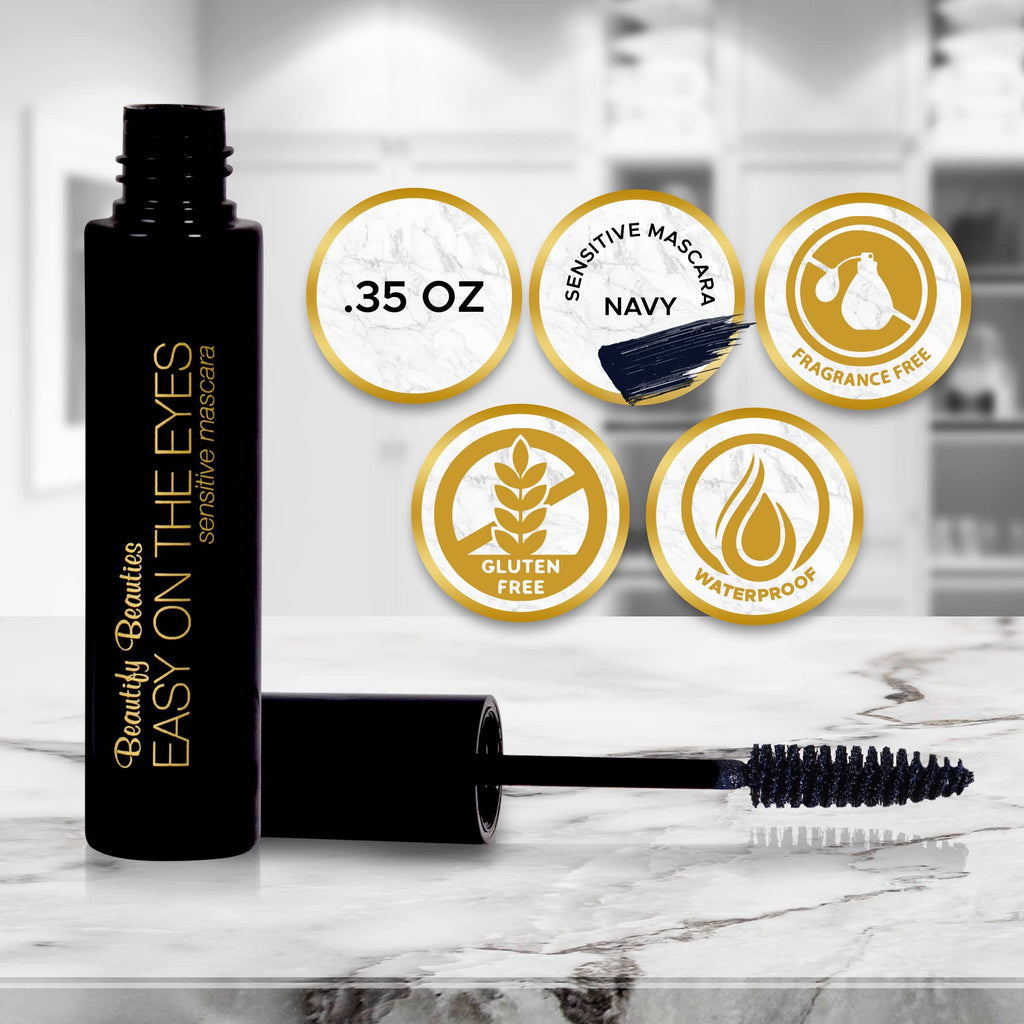 BeautifyBeauties EASY ON THE EYES Hypoallergenic Mascara – Navy, Fragrance-Free, 0.35 oz