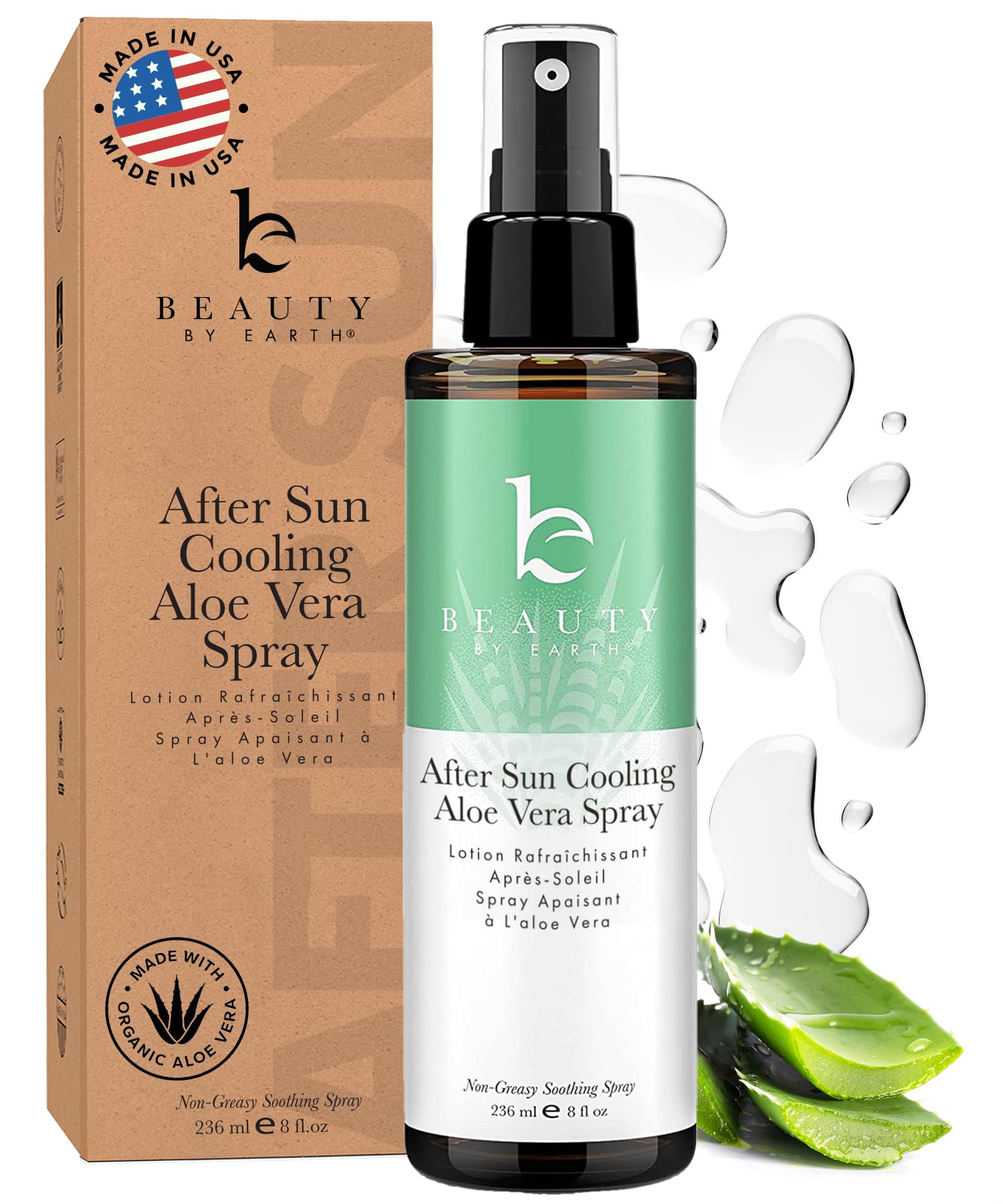 Beauty by Earth After Sun Cooling Aloe Vera Spray – USA Made Sunburn Relief