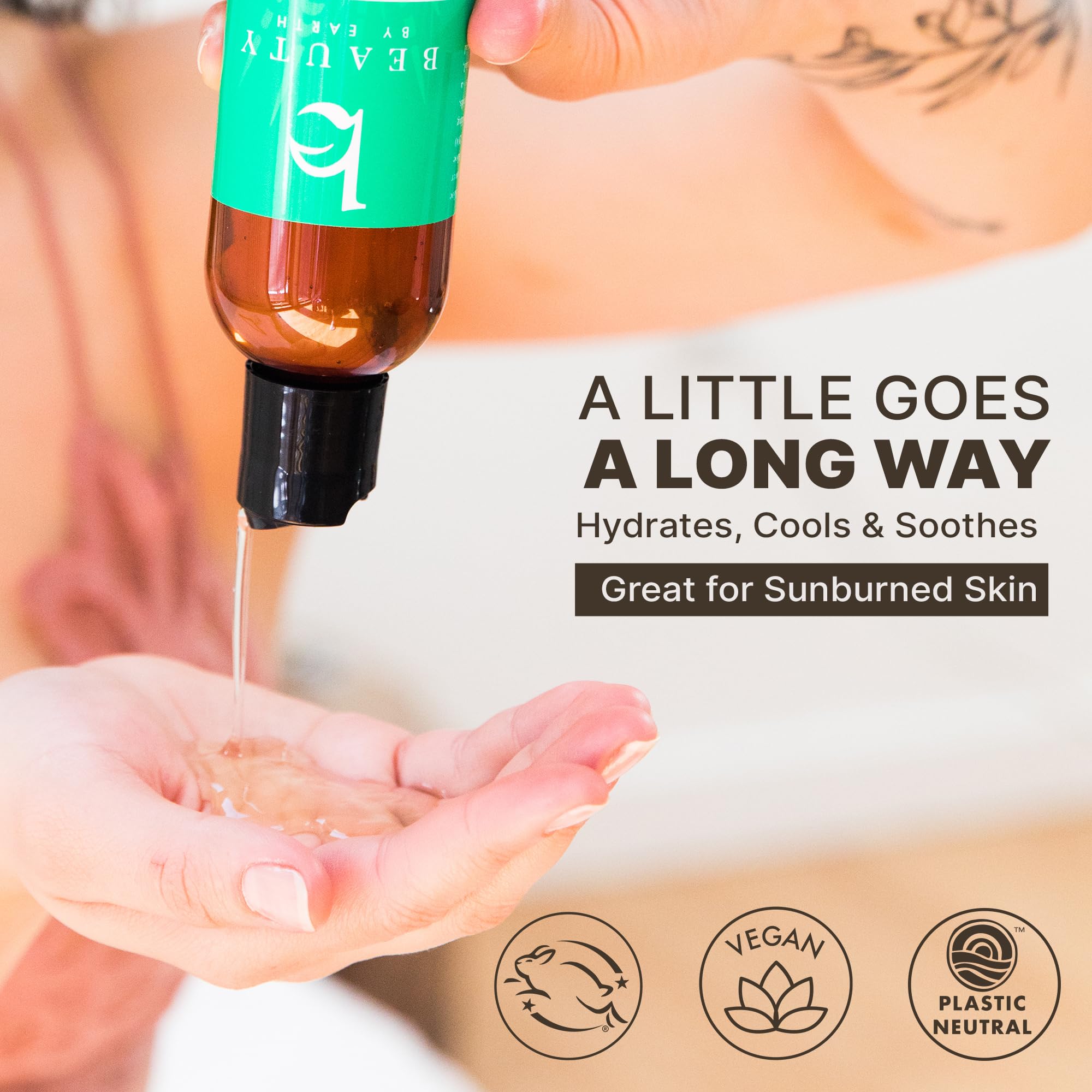Beauty by Earth Aloe Vera Gel – USA Made with Organic Aloe, Vitamin C & E for Face, Skin & Hair